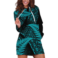 New Zealand Rugby Pacific Personalised Hoodie Dress All Turquoise Maori Pasifika Fern Pattern