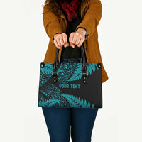 New Zealand Rugby Pacific Personalised Leather Bag All Turquoise Maori Pasifika Fern Pattern LT9 - Polynesian Pride