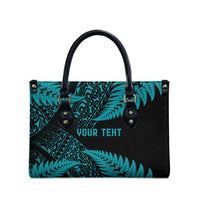 New Zealand Rugby Pacific Personalised Leather Bag All Turquoise Maori Pasifika Fern Pattern LT9 - Polynesian Pride