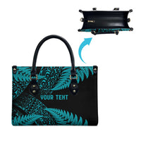 New Zealand Rugby Pacific Personalised Leather Bag All Turquoise Maori Pasifika Fern Pattern LT9 - Polynesian Pride