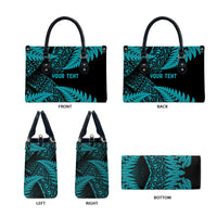 New Zealand Rugby Pacific Personalised Leather Bag All Turquoise Maori Pasifika Fern Pattern LT9 - Polynesian Pride