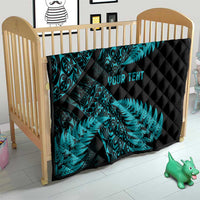 New Zealand Rugby Pacific Personalised Quilt All Turquoise Maori Pasifika Fern Pattern
