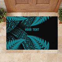 New Zealand Rugby Pacific Personalised Rubber Doormat All Turquoise Maori Pasifika Fern Pattern