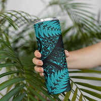 New Zealand Rugby Pacific Personalised Skinny Tumbler All Turquoise Maori Pasifika Fern Pattern