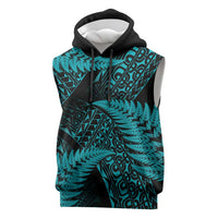 New Zealand Rugby Pacific Personalised Sleeveless Hoodie All Turquoise Maori Pasifika Fern Pattern - Polynesian Pride