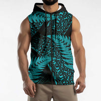 New Zealand Rugby Pacific Personalised Sleeveless Zip Hoodie All Turquoise Maori Pasifika Fern Pattern LT9 - Polynesian Pride