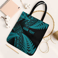 New Zealand Rugby Pacific Personalised Tote Bag All Turquoise Maori Pasifika Fern Pattern - Polynesian Pride