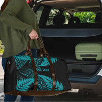 New Zealand Rugby Pacific Personalised Travel Bag All Turquoise Maori Pasifika Fern Pattern - Polynesian Pride