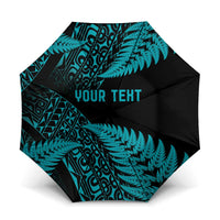 New Zealand Rugby Pacific Personalised Umbrella All Turquoise Maori Pasifika Fern Pattern LT9 One Size Folded 11.42 inch Opened Diameter 37.4 inch Turquoise - Polynesian Pride