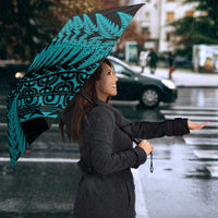 New Zealand Rugby Pacific Personalised Umbrella All Turquoise Maori Pasifika Fern Pattern LT9 - Polynesian Pride