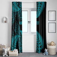 New Zealand Rugby Pacific Personalised Window Curtain All Turquoise Maori Pasifika Fern Pattern