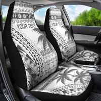 Custom Fiji Rugby Car Seat Cover Polynesian Fijian Masi Palm Tree