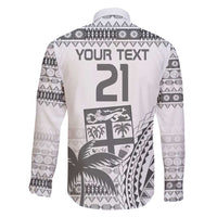 Custom Fiji Rugby Family Matching Off Shoulder Short Dress and Hawaiian Shirt Polynesian Fijian Masi Palm Tree