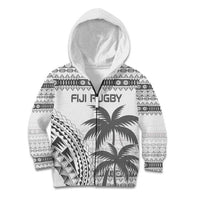 Custom Fiji Rugby Kid Hoodie Polynesian Fijian Masi Palm Tree