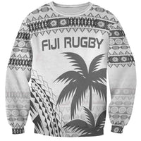 Custom Fiji Rugby Sweatshirt Polynesian Fijian Masi Palm Tree