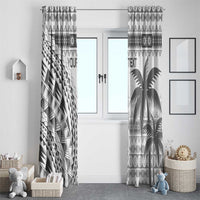 Custom Fiji Rugby Window Curtain Polynesian Fijian Masi Palm Tree