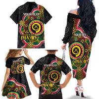 Vanuatu Personalised Family Matching Off The Shoulder Long Sleeve Dress and Hawaiian Shirt Aboriginal Dot Paitnting - Polynesian Pride