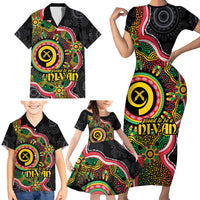 Vanuatu Personalised Family Matching Short Sleeve Bodycon Dress and Hawaiian Shirt Aboriginal Dot Paitnting - Polynesian Pride