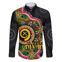 Vanuatu Personalised Family Matching Summer Maxi Dress and Hawaiian Shirt Aboriginal Dot Paitnting LT9 Dad's Shirt - Long Sleeve Black - Polynesian Pride
