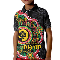 Vanuatu Personalised Kid Polo Shirt Aboriginal Dot Paitnting LT9 Kid Black - Polynesian Pride
