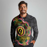 Vanuatu Personalised Long Sleeve Polo Shirt Aboriginal Dot Paitnting LT9 - Polynesian Pride