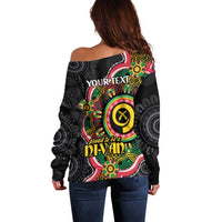 Vanuatu Personalised Off Shoulder Sweater Aboriginal Dot Paitnting - Polynesian Pride
