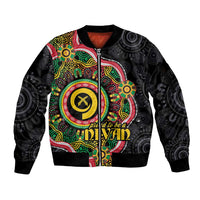 Vanuatu Personalised Sleeve Zip Bomber Jacket Aboriginal Dot Paitnting - Polynesian Pride