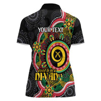 Vanuatu Personalised Women Polo Shirt Aboriginal Dot Paitnting - Polynesian Pride