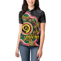 Vanuatu Personalised Women Polo Shirt Aboriginal Dot Paitnting - Polynesian Pride