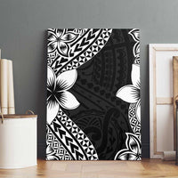 Lotu Tamaiti White Sunday Canvas Wall Art Pacific Plumeria Flowers - Black Version