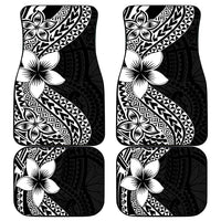 Lotu Tamaiti White Sunday Car Mats Pacific Plumeria Flowers - Black Version