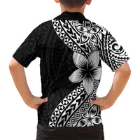 Lotu Tamaiti White Sunday Kid Hawaiian Shirt Pacific Plumeria Flowers - Black Version