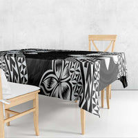 Lotu Tamaiti White Sunday Tablecloth Pacific Plumeria Flowers - Black Version LT9 - Polynesian Pride
