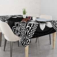Lotu Tamaiti White Sunday Tablecloth Pacific Plumeria Flowers - Black Version LT9 - Polynesian Pride