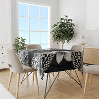 Lotu Tamaiti White Sunday Tablecloth Pacific Plumeria Flowers - Black Version LT9 - Polynesian Pride