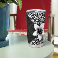 Lotu Tamaiti White Sunday Tumbler Cup Pacific Plumeria Flowers - Black Version