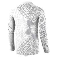 Lotu Tamaiti White Sunday Button Sweatshirt Pacific Plumeria Flowers - White Version LT9 - Polynesian Pride