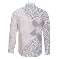 Lotu Tamaiti White Sunday Family Matching Long Sleeve Bodycon Dress and Hawaiian Shirt Pacific Plumeria Flowers - White Version