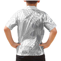 Lotu Tamaiti White Sunday Family Matching Mermaid Dress and Hawaiian Shirt Pacific Plumeria Flowers - White Version