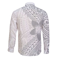 Lotu Tamaiti White Sunday Family Matching Off Shoulder Short Dress and Hawaiian Shirt Pacific Plumeria Flowers - White Version
