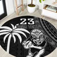 Custom Fiji New Zealand Rugby Round Carpet Make History Together