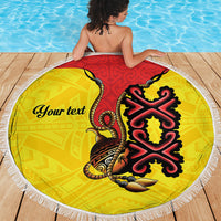 Personalised Papua New Guinea Oro Necklace Beach Blanket Gold Melanesia Traditional Pattern