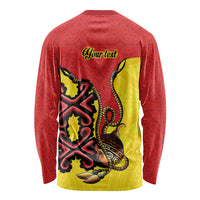 Personalised Papua New Guinea Oro Necklace Long Sleeve Shirt Gold Melanesia Traditional Pattern