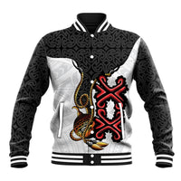 Personalised Papua New Guinea Oro Necklace Baseball Jacket Black Melanesia Traditional Pattern LT9 Unisex Black - Polynesian Pride