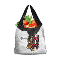 Personalised Papua New Guinea Oro Necklace Grocery Bag Black Melanesia Traditional Pattern