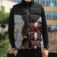 Personalised Papua New Guinea Oro Necklace Sleeveless Puffer Jacket Black Melanesia Traditional Pattern