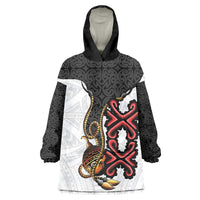 Personalised Papua New Guinea Oro Necklace Wearable Blanket Hoodie Black Melanesia Traditional Pattern