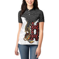 Personalised Papua New Guinea Oro Necklace Women Polo Shirt Black Melanesia Traditional Pattern