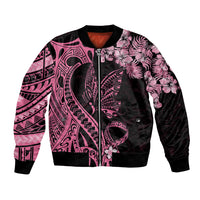 Polynesian Floral Butterfly Bomber Jacket Breast Cancer Pink Ribbon LT9 Unisex Pink - Polynesian Pride