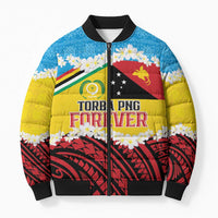 Personalised Torba PNG Forever Bomber Puffer Jacket Polynesian Sand Art - Polynesian Pride
